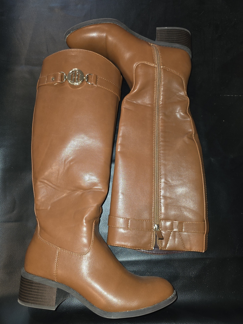 Women’s Tommy Hilfiger Tall Riding Boots in Cognac Brown